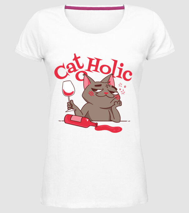 Catoholic - iubitor de pisici model alb pe tricou