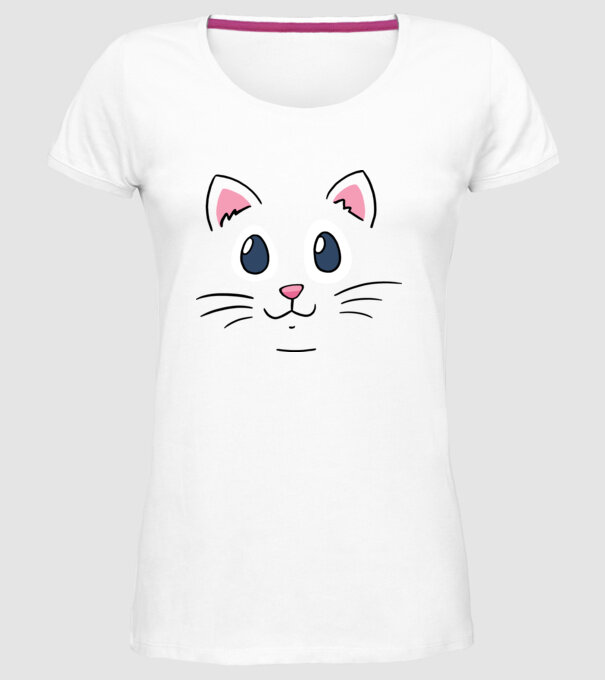 Cap pisică model alb pe tricou