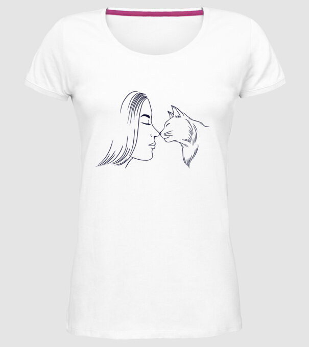 Dragoste Pisică model alb pe tricou