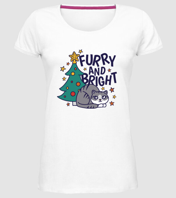 Crăciun cu pisică model alb pe tricou