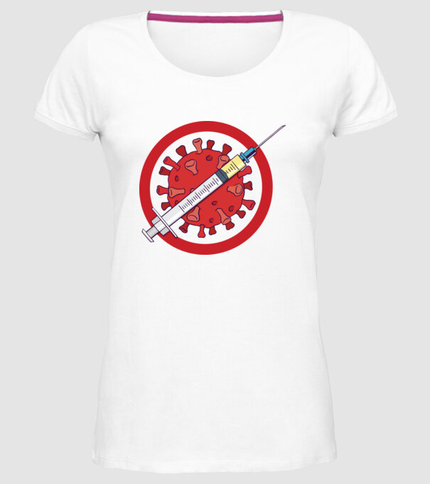 Vaccin virus (?) model alb pe tricou