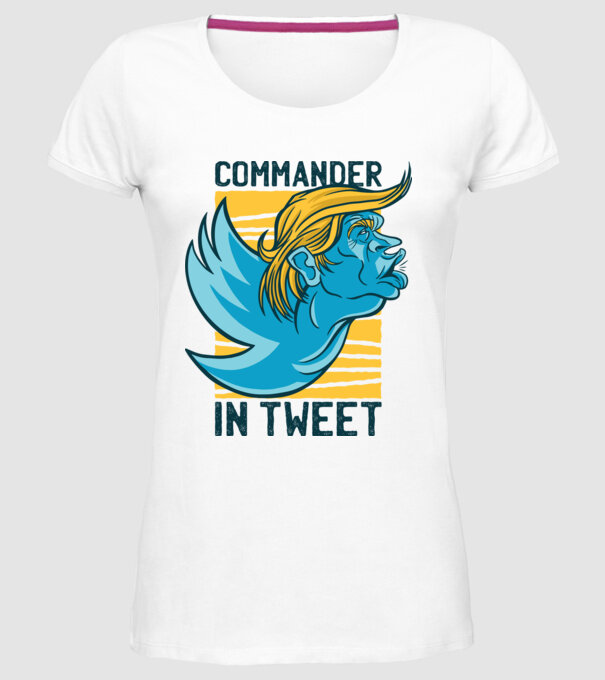 Commander in Tweet - Trump model alb pe tricou