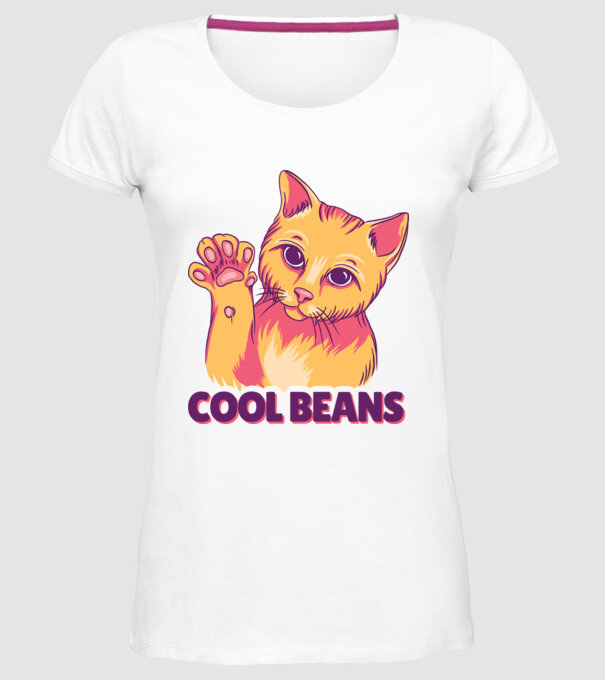 Cool Beans - talpă pisică model alb pe tricou