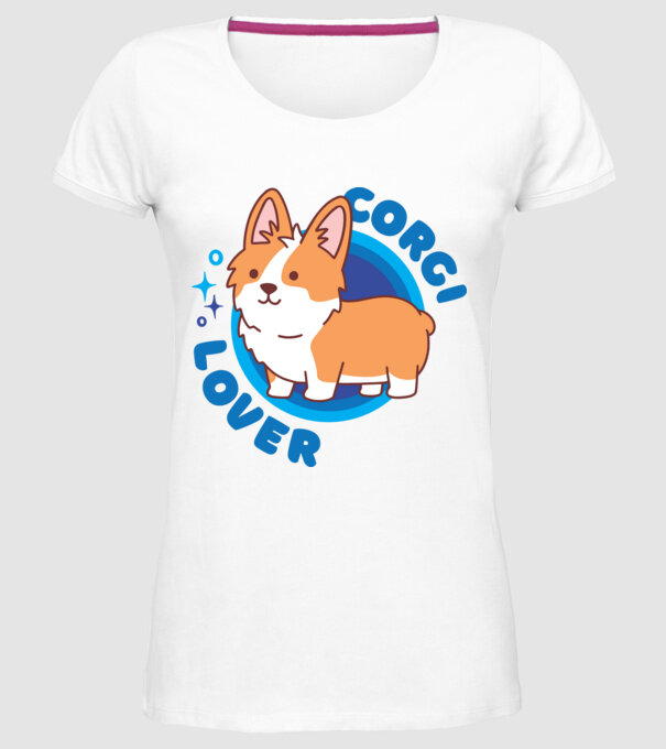 Corgi Lover model alb pe tricou