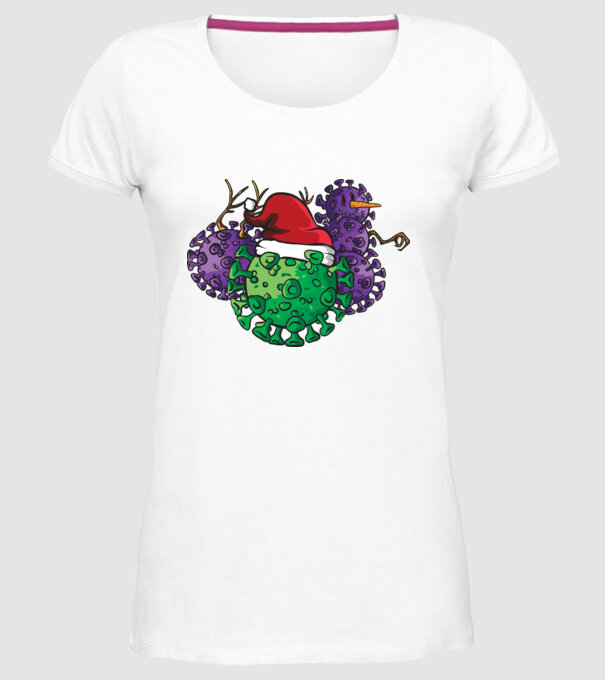 Christmas Covid model alb pe tricou