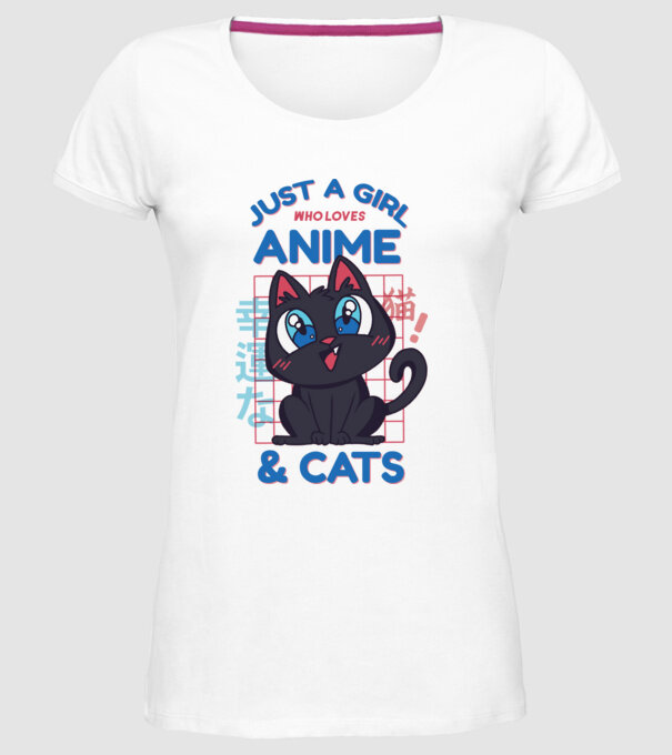Doar o fată căreia îi place Anime și Pisicile model alb pe tricou