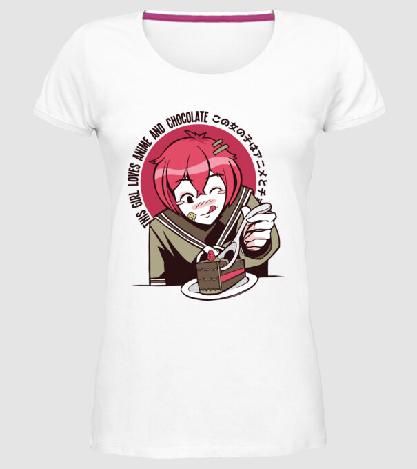 Doar o fată căreia îi place Anime și ciocolata model alb pe tricou