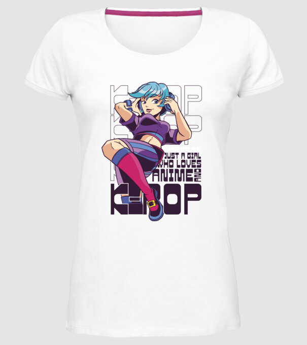Doar o fată căreia îi place Anime și K-Pop model alb pe tricou