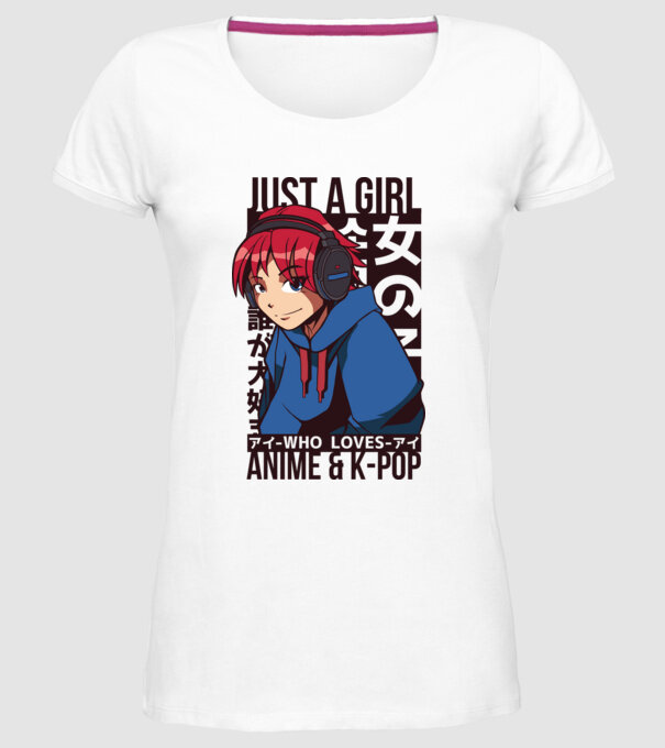 Doar o fată căreia îi place Anime și K-Pop model alb pe tricou