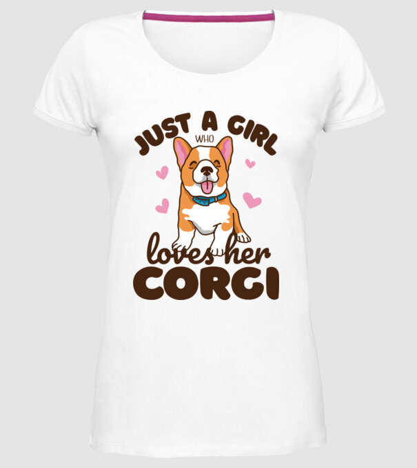 Doar o fată care iubește Corgiul său model alb pe tricou