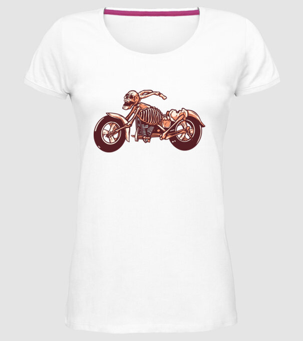 Motocicletă cu Schelet model alb pe tricou