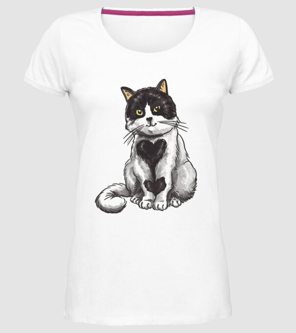 Pisicuță drăguță model alb pe tricou