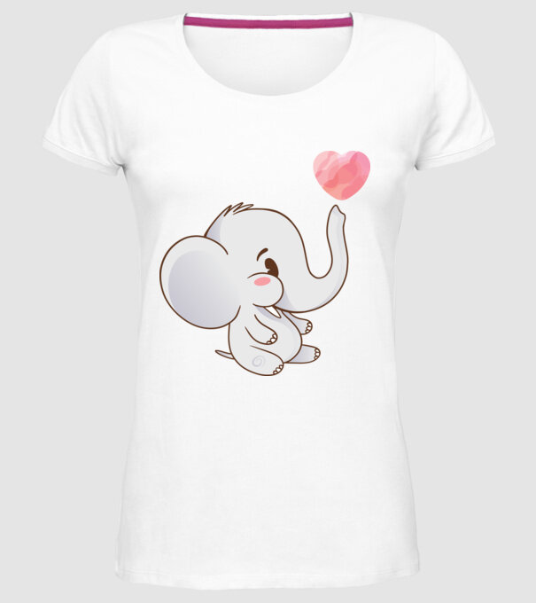 Elefant drăguț model alb pe tricou