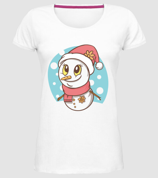 Om de zăpadă drăguț model alb pe tricou