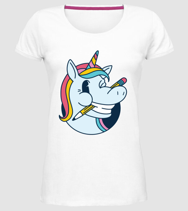 Elev Unicorn drăguț model alb pe tricou