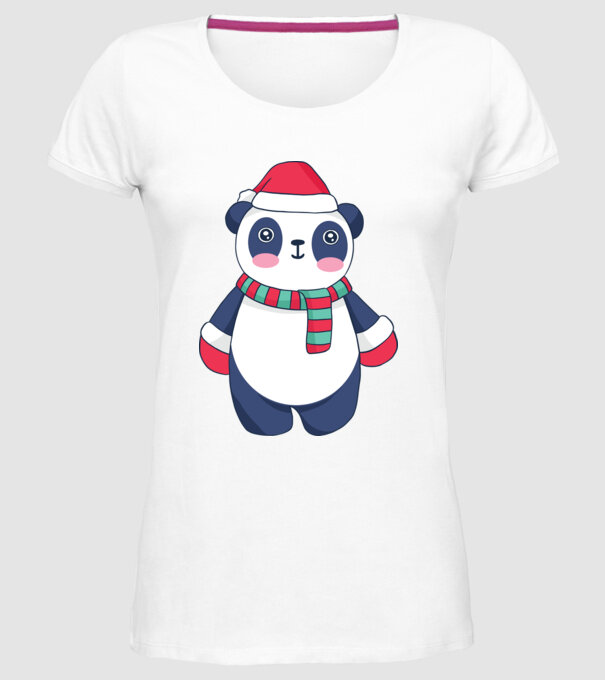 Panda drăguț de Crăciun model alb pe tricou