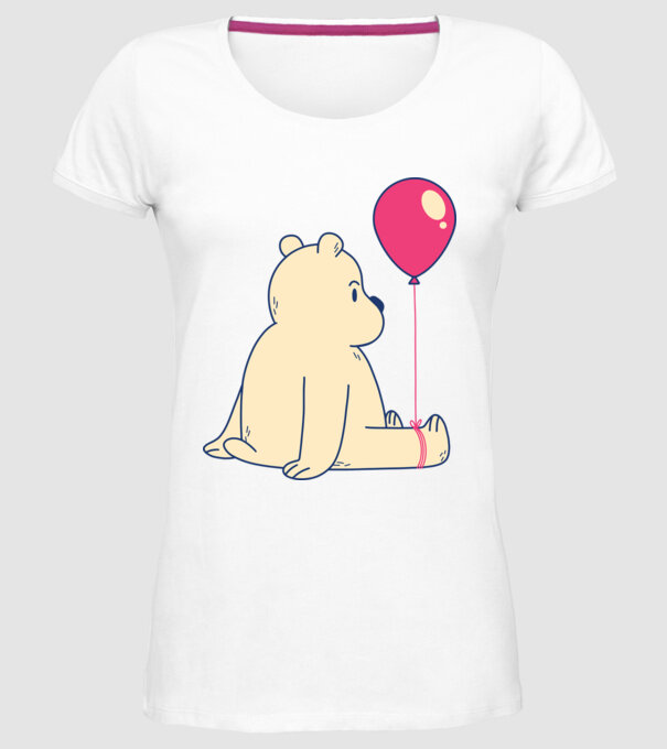 Teddy Drăguț cu Balon model alb pe tricou