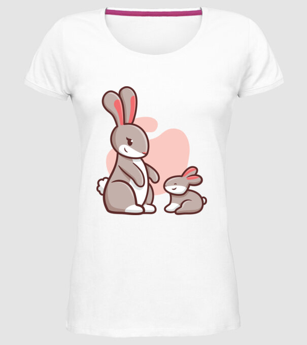 Iepurași drăguți model alb pe tricou