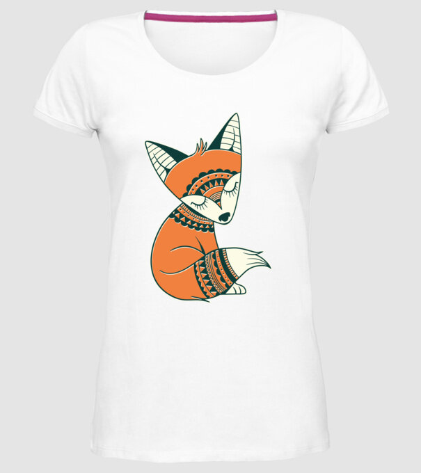 Vulpe drăguță model alb pe tricou