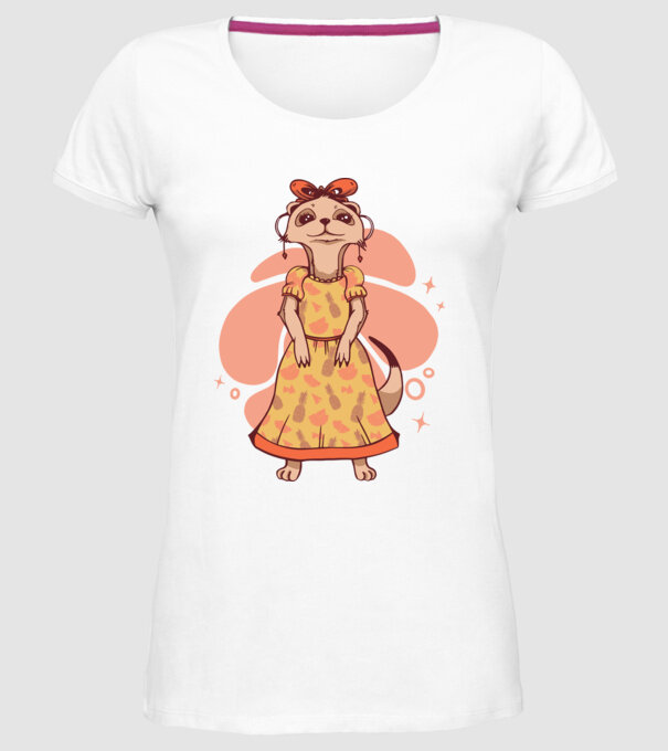 Suricată drăguță model alb pe tricou