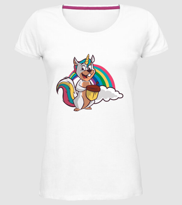 Unicorn drăguț Veveriță model alb pe tricou