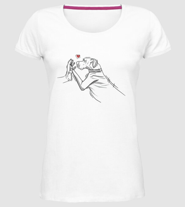 Dog danez bate palma model alb pe tricou