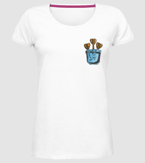 Darts buzunar model alb pe tricou
