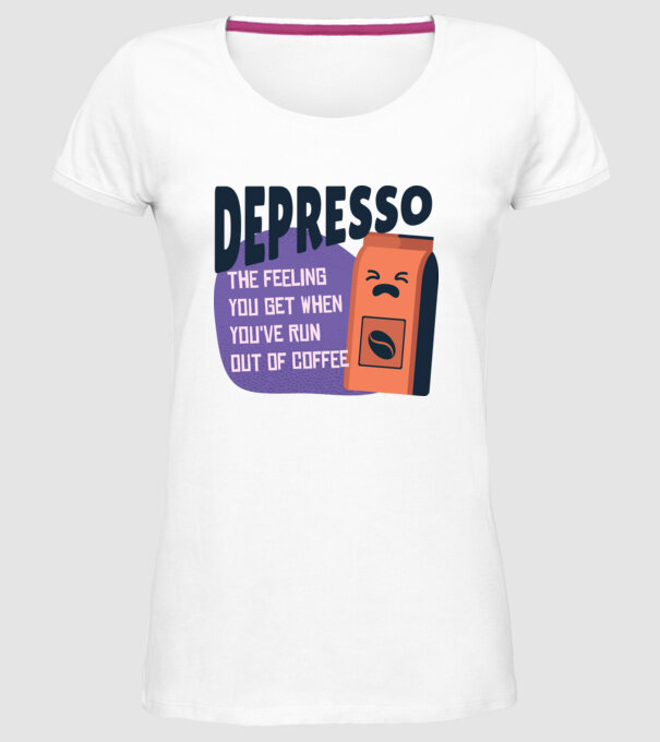 Depresso - Sentimentul când rămâi fără cafea model alb pe tricou