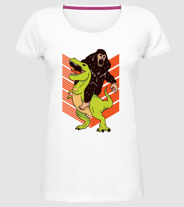Dinozaur Yeti model alb pe tricou