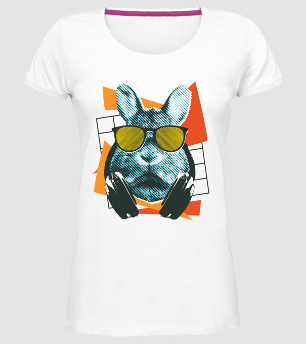 DJ Iepure model alb pe tricou