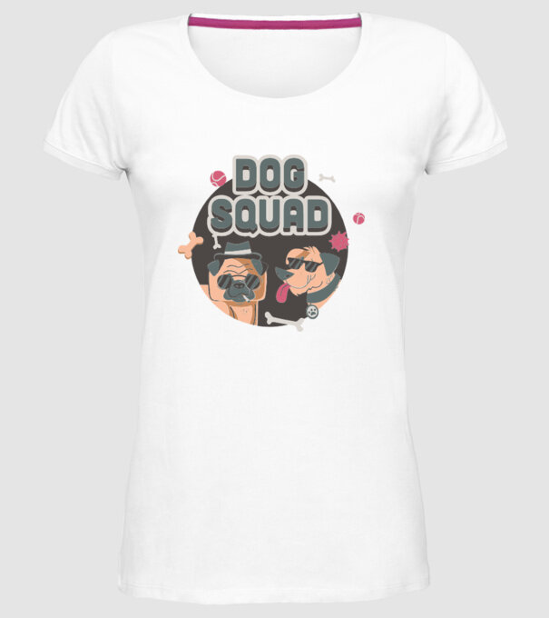Dog squad model alb pe tricou