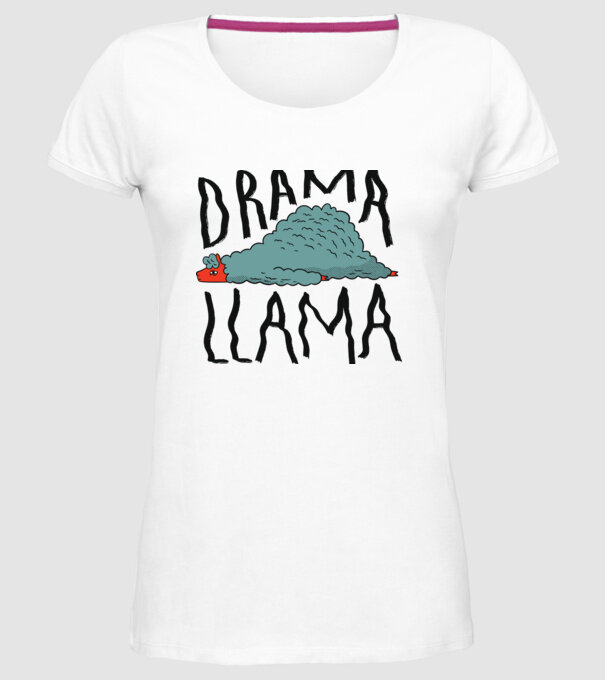Dramă Lama model alb pe tricou