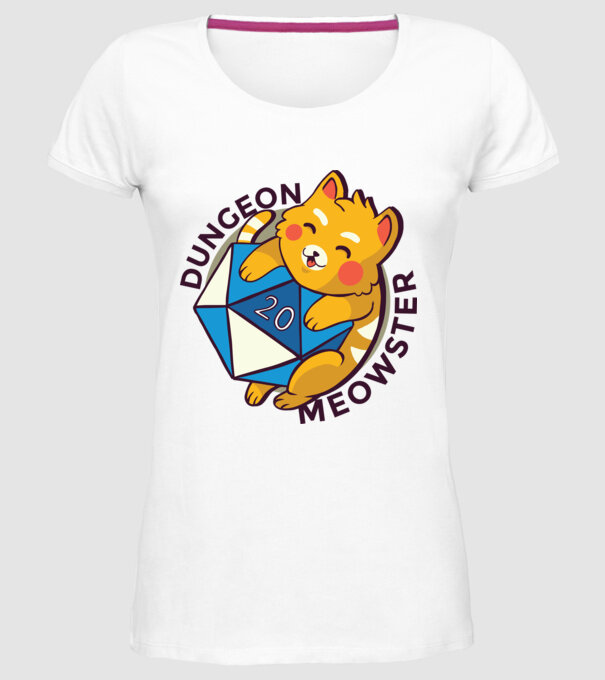Dungeon Meowster joc de rol RPG tricou cu pisică model alb pe tricou