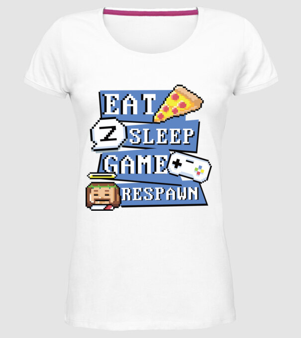 Eat, Sleep, Game respawn model alb pe tricou