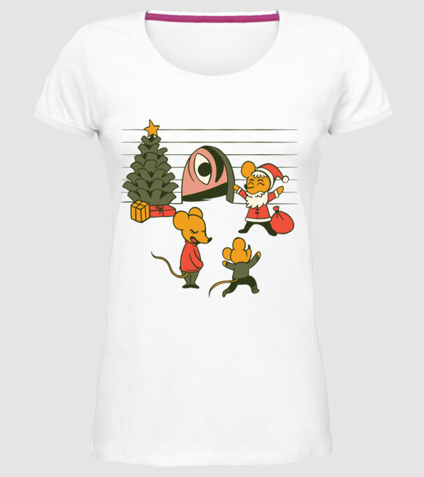 Crăciun Șoarece model alb pe tricou