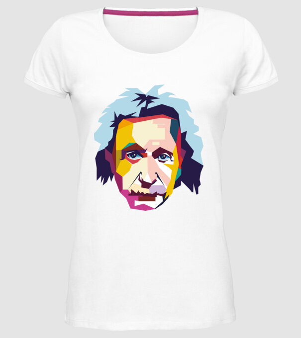 Einstein abstract model alb pe tricou