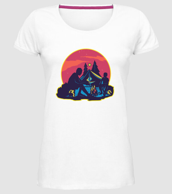 Campare pe timp de noapte model alb pe tricou