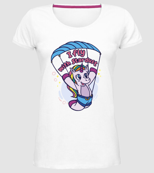 Unicorn parașutist model alb pe tricou