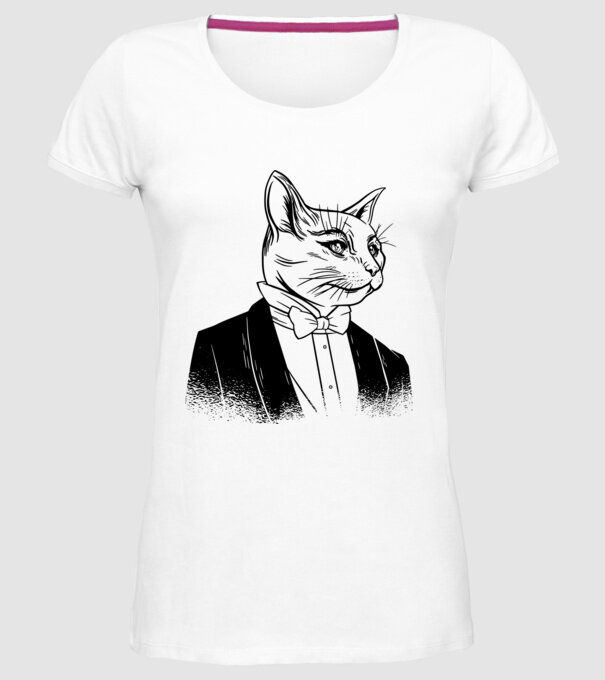 Pisică Elegantă model alb pe tricou