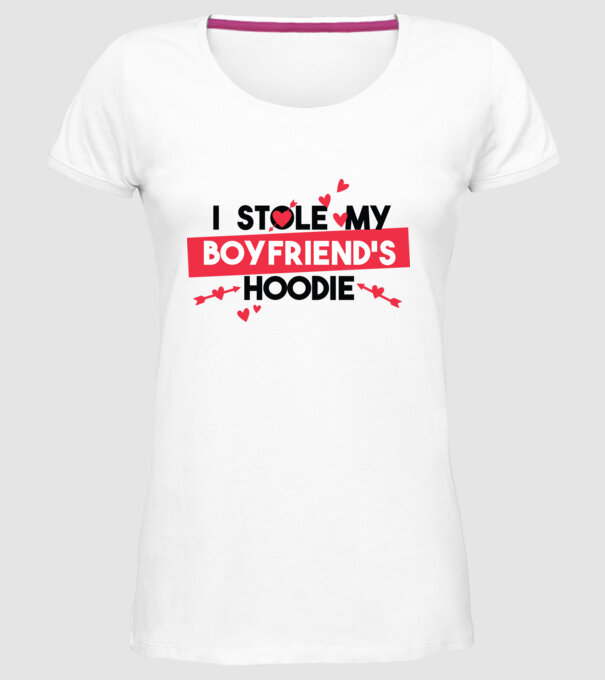 'Am furat puloverul prietenului meu pulover amuzant pentru Valentine''s Day' model alb pe tricou