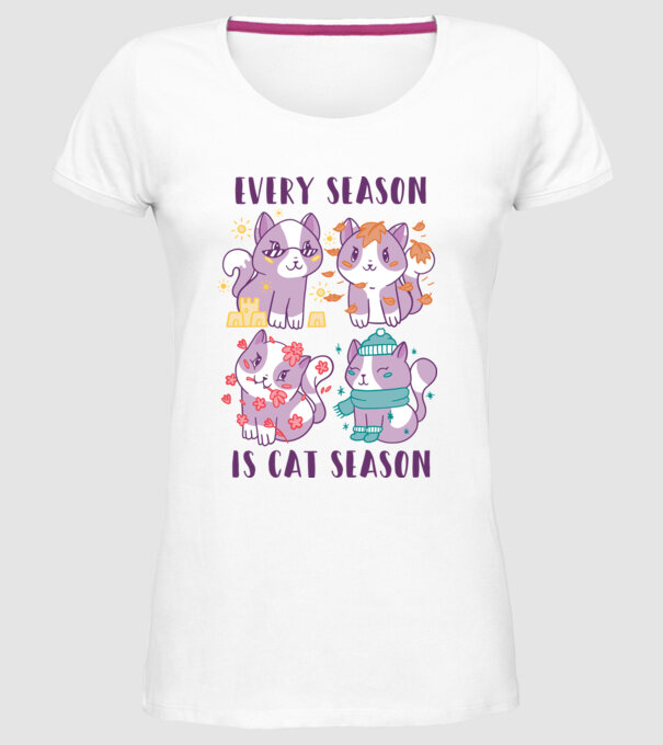 Every Season is Cat Season model alb pe tricou