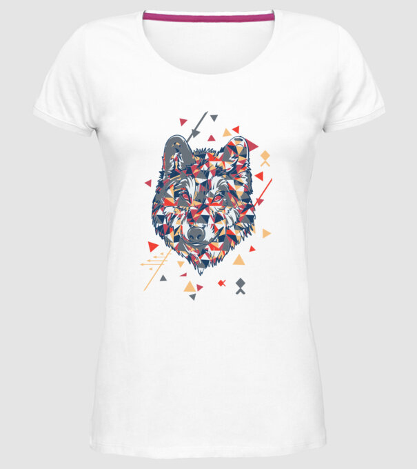 Lup - abstract model alb pe tricou