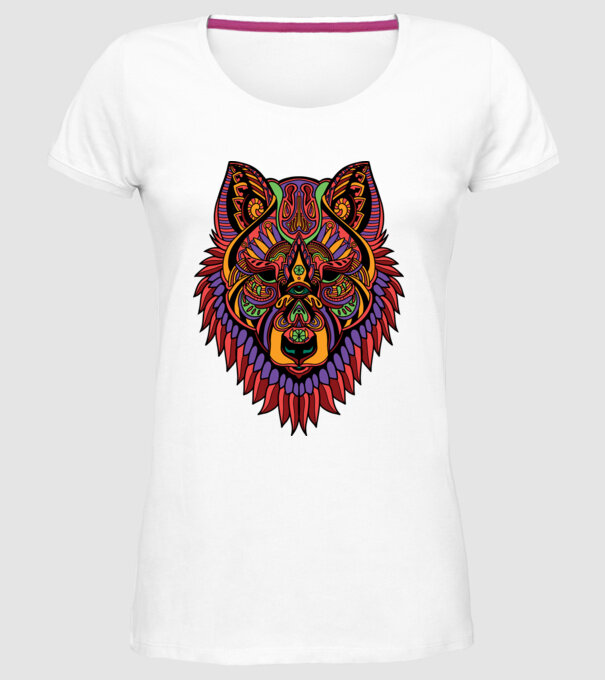 Cap de lup model alb pe tricou