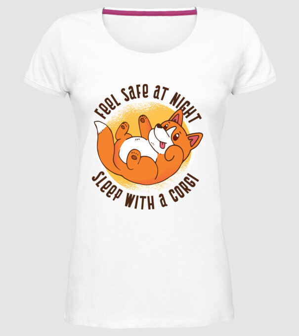 Feel safe at night, Sleep with a Corgi model alb pe tricou