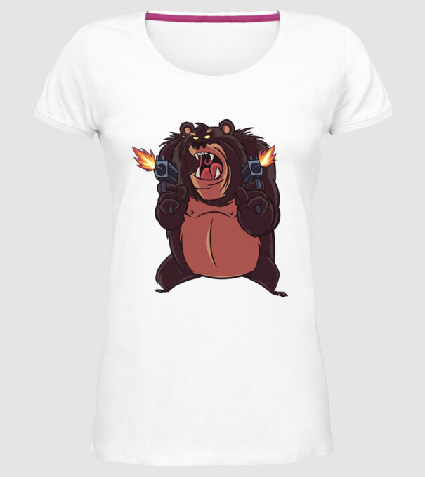 Urs înarmat model alb pe tricou