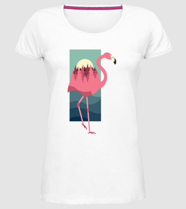 Flamingo Design model alb pe tricou
