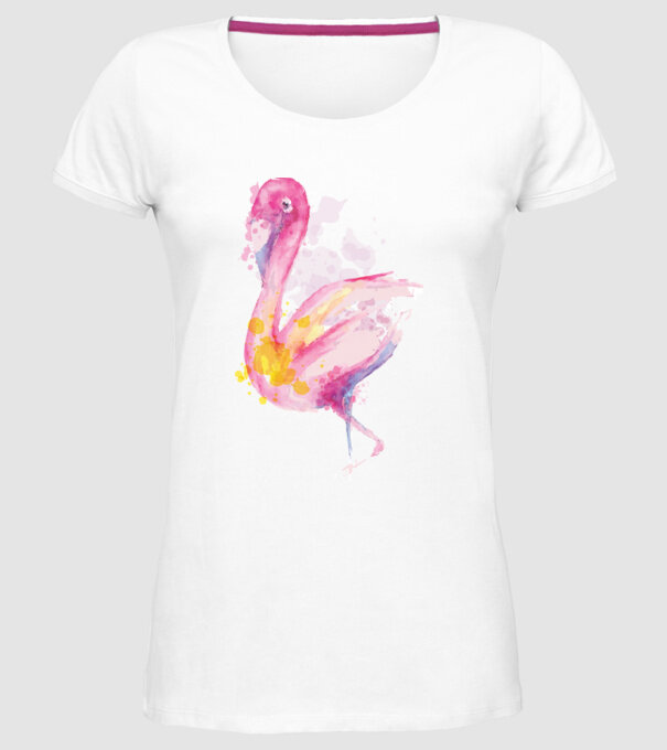 Flamingo Pictură model alb pe tricou