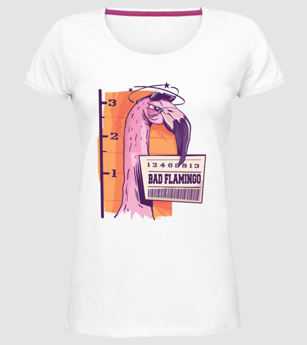 Flamingo arestat amuzant model alb pe tricou