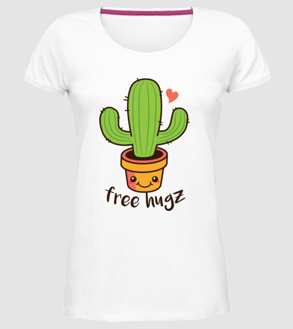 Free Hugz tricou amuzant Cactus model alb pe tricou