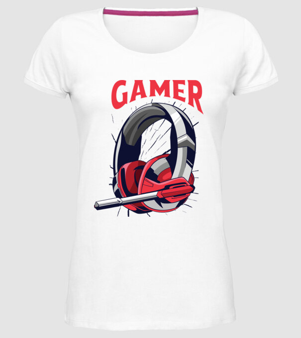 Căști Gamer model alb pe tricou